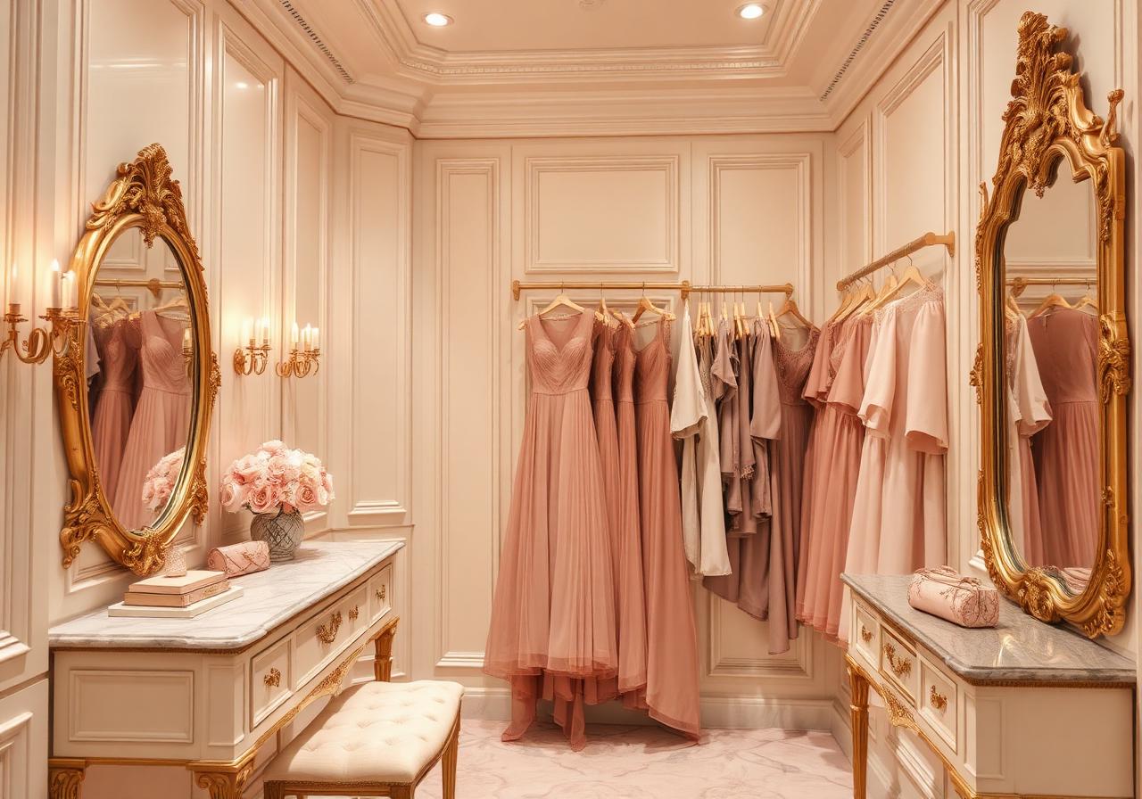 Dressing crème et rose poudré